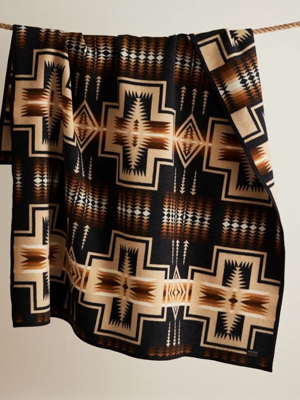 Pendleton Black, Brown and Cream Harding Jacquard Blanket